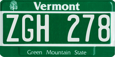 VT license plate ZGH278