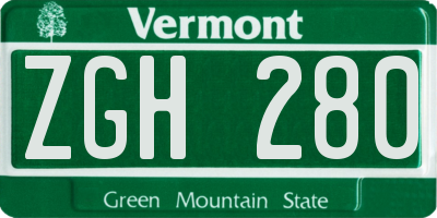 VT license plate ZGH280