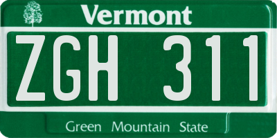 VT license plate ZGH311
