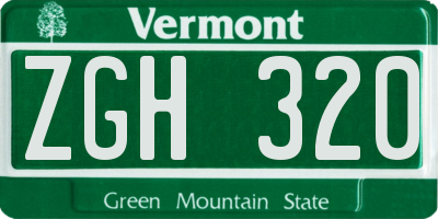 VT license plate ZGH320