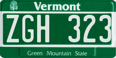VT license plate ZGH323