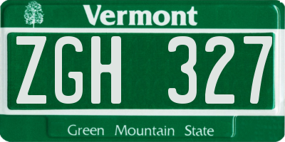 VT license plate ZGH327