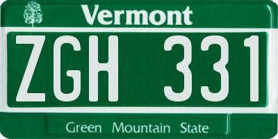 VT license plate ZGH331