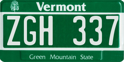 VT license plate ZGH337