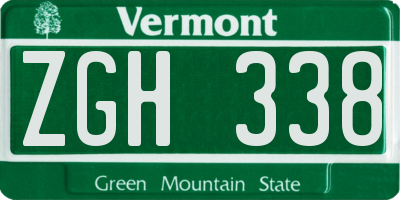 VT license plate ZGH338
