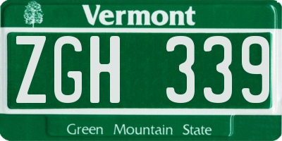 VT license plate ZGH339