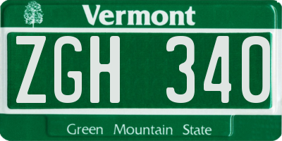VT license plate ZGH340