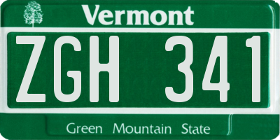 VT license plate ZGH341