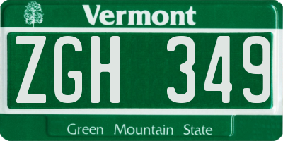 VT license plate ZGH349