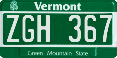 VT license plate ZGH367