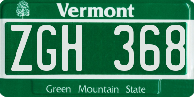 VT license plate ZGH368