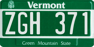 VT license plate ZGH371
