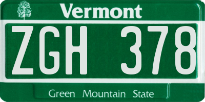 VT license plate ZGH378