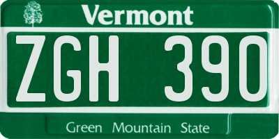 VT license plate ZGH390