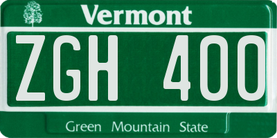 VT license plate ZGH400