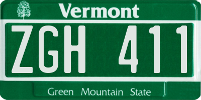VT license plate ZGH411