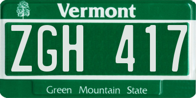 VT license plate ZGH417