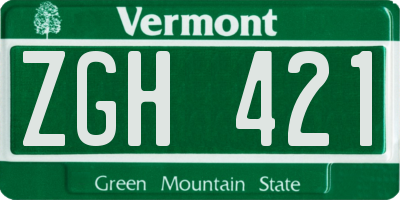 VT license plate ZGH421