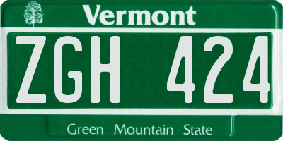 VT license plate ZGH424