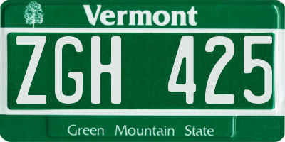 VT license plate ZGH425