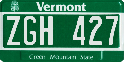 VT license plate ZGH427