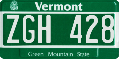 VT license plate ZGH428