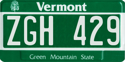 VT license plate ZGH429