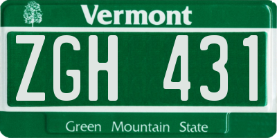 VT license plate ZGH431