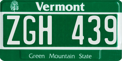 VT license plate ZGH439