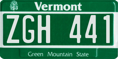 VT license plate ZGH441