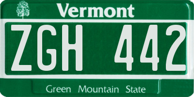 VT license plate ZGH442