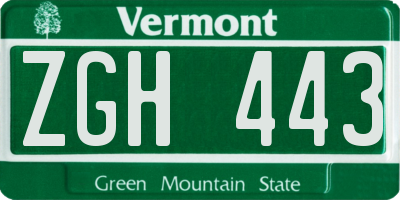 VT license plate ZGH443