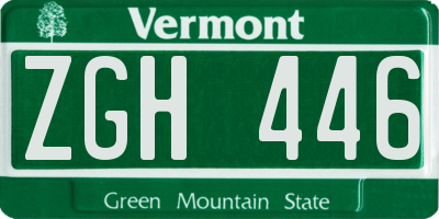 VT license plate ZGH446