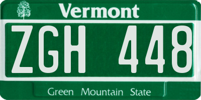 VT license plate ZGH448