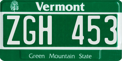 VT license plate ZGH453