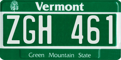 VT license plate ZGH461