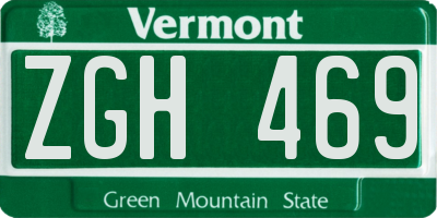 VT license plate ZGH469