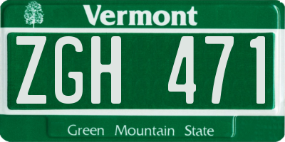 VT license plate ZGH471