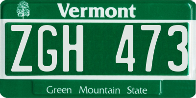 VT license plate ZGH473