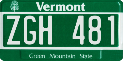 VT license plate ZGH481