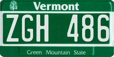 VT license plate ZGH486