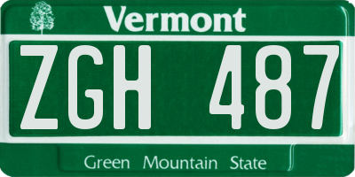 VT license plate ZGH487