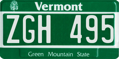 VT license plate ZGH495