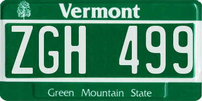 VT license plate ZGH499