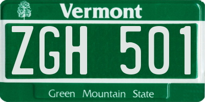 VT license plate ZGH501