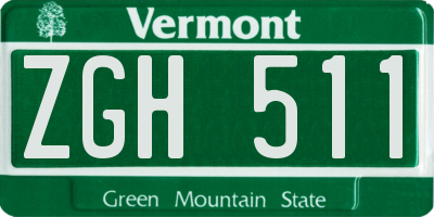 VT license plate ZGH511