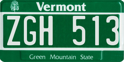 VT license plate ZGH513