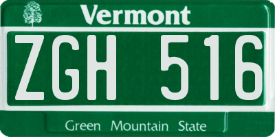 VT license plate ZGH516