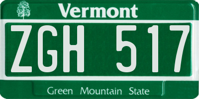 VT license plate ZGH517