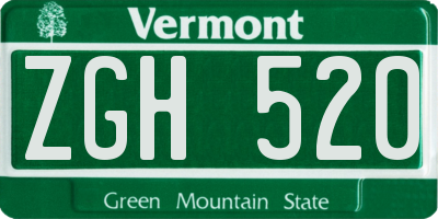 VT license plate ZGH520